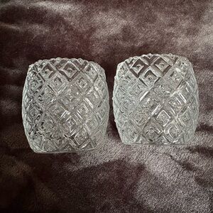 Partylite “Patchwork Pair” Glass Votive/Tealight Candle Holders